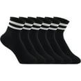thumbnail image 1 of Womens Crew Socks Cushioned Cotton Striped Quarter Socks Vintage Retro Running Socks 6 Pairs, 1 of 9