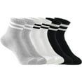 thumbnail image 1 of Womens Crew Socks Cushioned Cotton Striped Quarter Socks Vintage Retro Running Socks 6 Pairs, 1 of 12