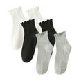 thumbnail image 1 of Womens Crew Socks Cute New 3 Pairs of Short Solid Colored Socks with Wooden Ear Edges Style B-96 Dark Gray One Size, 1 of 3