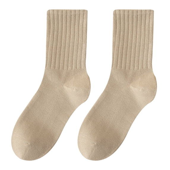 Womens Crew Socks LSQii Casual Soft Lovely Slouchy Soft Cotton Calf Socks Fashion Simple Solid Color Mid Tube Daily Wear Spring 2026