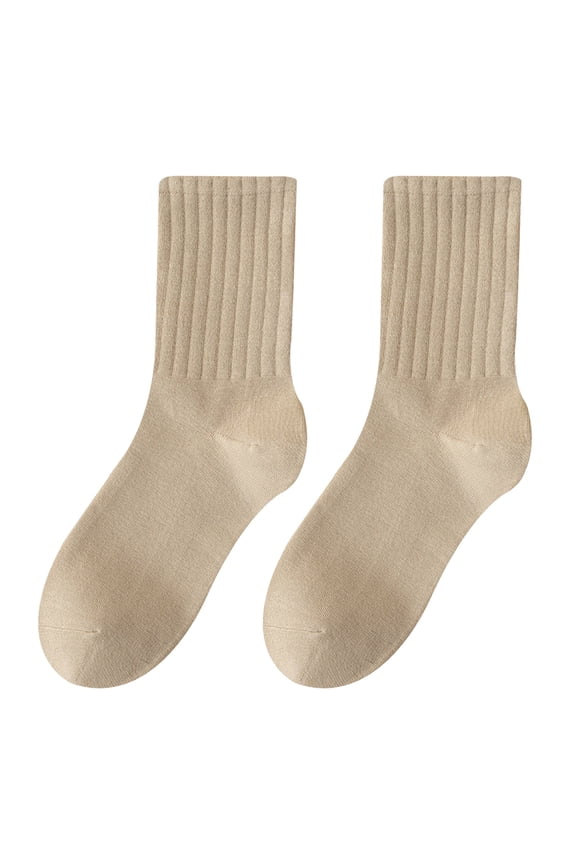 Womens Crew Socks LSQii Casual Soft Lovely Slouchy Soft Cotton Calf Socks Fashion Simple Solid Color Mid Tube Daily Wear Spring 2026,Under $3