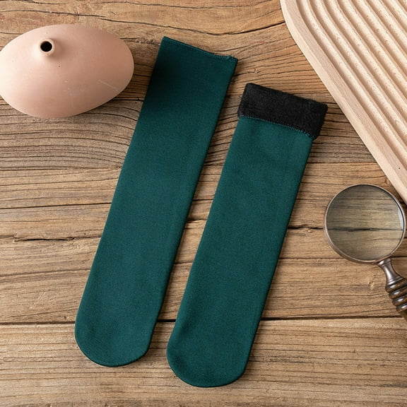 Womens Crew Socks New Winter Thickening Socks for Men and Women Warm Socks Ins Breathable Tube Socks Style B-121 Green One Size