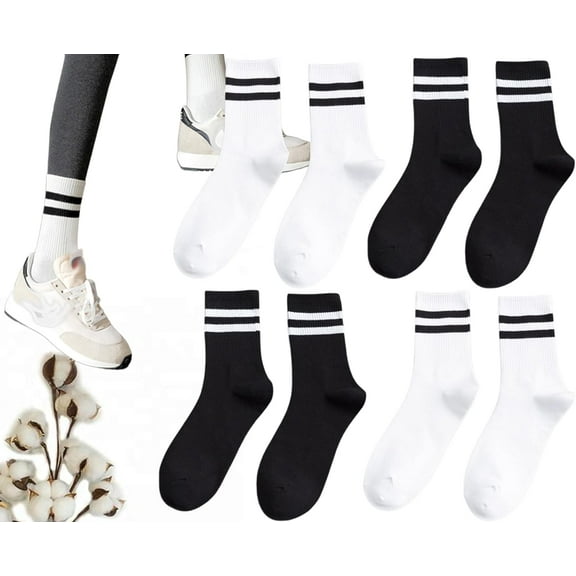 Womens Crew Socks Plaid Striped Casual Running Athletic White Grey Brown Checkerboard Crew Socks Size5-9