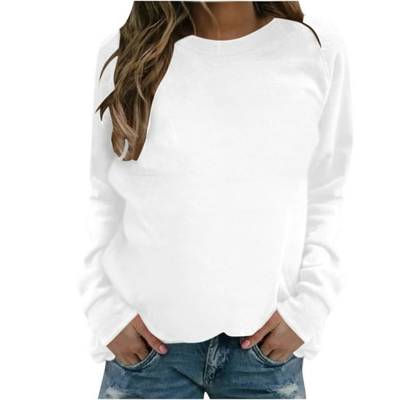 Womens Crewneck Long Raglan Sleeve Sweatshirt Relaxed Fit Pullover Tops