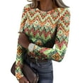 thumbnail image 1 of Womens Crewneck Long Sleeve T-Shirts Ribbed Knit Casual Tops Tee Slim Fitted Rib Shirts, 1 of 5