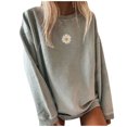 thumbnail image 1 of Womens Crewneck Oversized Corduroy Corded Daisy Graphic Sweatshirt Casual Long Sleeve Trendy Pullover Comfy Tops, 1 of 4