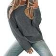thumbnail image 1 of Womens Crewneck Pullover Sweater Long Sleeve Knit Side Slit 2025 Fall Winter Sweater Tops Dark Gray S, 1 of 3