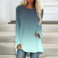 thumbnail image 1 of Womens Crewneck Sweatshirt Casual Loose Fitting Tops Gradient Long Sleeve T Shirt, 1 of 6