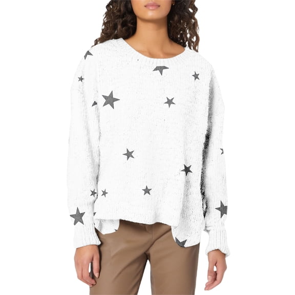 Womens Crewneck Sweatshirt Comdrip Women's Ribbed Chunky Knit Casual Fashion Crew Neck Sweatshirt Sweat Shirts for Womens White S