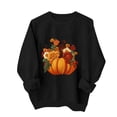 thumbnail image 1 of Womens Crewneck Sweatshirt Halloween Printed Long Sleeved Round Neck Pullover Fashionable Casual Hoodless Sweatshirt Top, 1 of 7