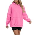 thumbnail image 1 of Womens Crewneck Sweatshirt MIUOWANP Women's Fashion Loose Long Sleeve Pullover Hooded Sweatshirt Fleece Warm Pocket Tops XL Hot Pink, 1 of 5