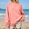 thumbnail image 1 of Womens Crewneck Sweatshirt Oversized Long Sleeve Casual Fall Outfits Long Sleeve Trendy Pullover Tops with Pockets (Pink XL), 1 of 6