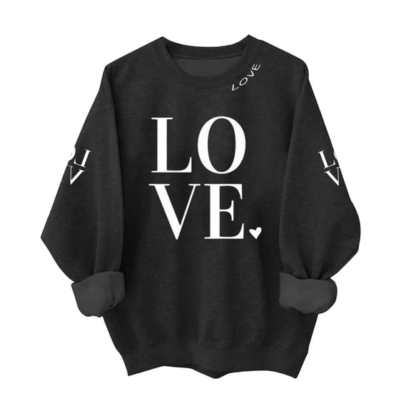 Womens Crewneck Sweatshirt Valentine's Day Love Print Long Sleeve Casual Pullover Top Soft Cozy Loungewear Comfortable Daily Wear Fashion Apparel For Ladies