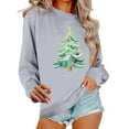 thumbnail image 1 of Womens Crewneck Sweatshirts - Christmas Tree Printed Graphic Loose Pullover Holiday Tops for Women Casual Festive (L, Gray 05), 1 of 6