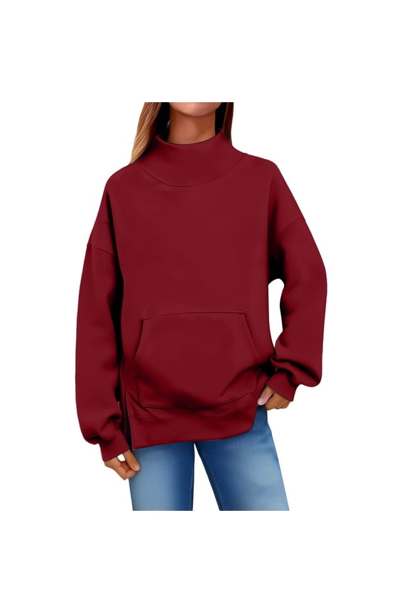 Womens Crewneck Sweatshirts Fall Fashion Oversized Boxy Sweater Fleece Pullover Casual Winter Clothes Plain Solid Tops