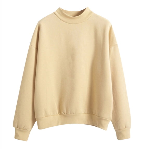 Womens Crewneck Sweatshirts Fall Fashion Oversized Boxy Sweater Fleece Pullover Casual Winter Clothes Plain Solid Tops