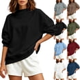 thumbnail image 1 of Womens Crewneck Sweatshirts - Loose Long Sleeve Tops Fall Casual Solid Color Pullover Black L, 1 of 9