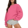 thumbnail image 1 of Womens Crewneck Sweatshirts Oversized Fall Solid Long Sleeve Basic Pullover Cute Preppy Trendy Y2k Tops, 1 of 7
