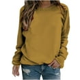thumbnail image 1 of Womens Crewneck Sweatshirts Trendy Long Sleeve Solid Pullover Tops Loose Casual Lightweight Basic Comfy Fall Outfits, 1 of 5