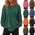 thumbnail image 1 of Womens Crewneck Sweatshirts Washed Long Sleeve Oversized Loose Fall Sweater Tops, 1 of 7