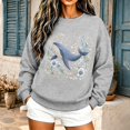 thumbnail image 1 of Womens Crewneck Sweatshirts Whale Ladies Summer Lightweight Sweatshirt Ocean Beach Graphic Pullover Long Sleeve Fall Top, 1 of 5