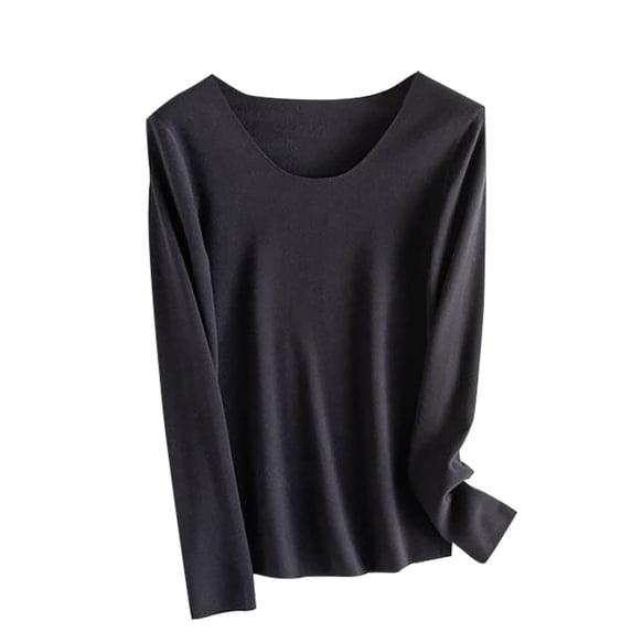 Womens Crewneck Thermal Pullover Comfy Warm Long Sleeve Shirts Fall Winter Casual Basic Underwear Tops New Casual Sleepwear Black XL