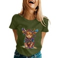 thumbnail image 1 of Womens Crewneck Tops Carnival Highland Cattle Printed Casual Loose T Shirts Short SLeeve Spring Summer Fashion Basic Blouses, 1 of 5
