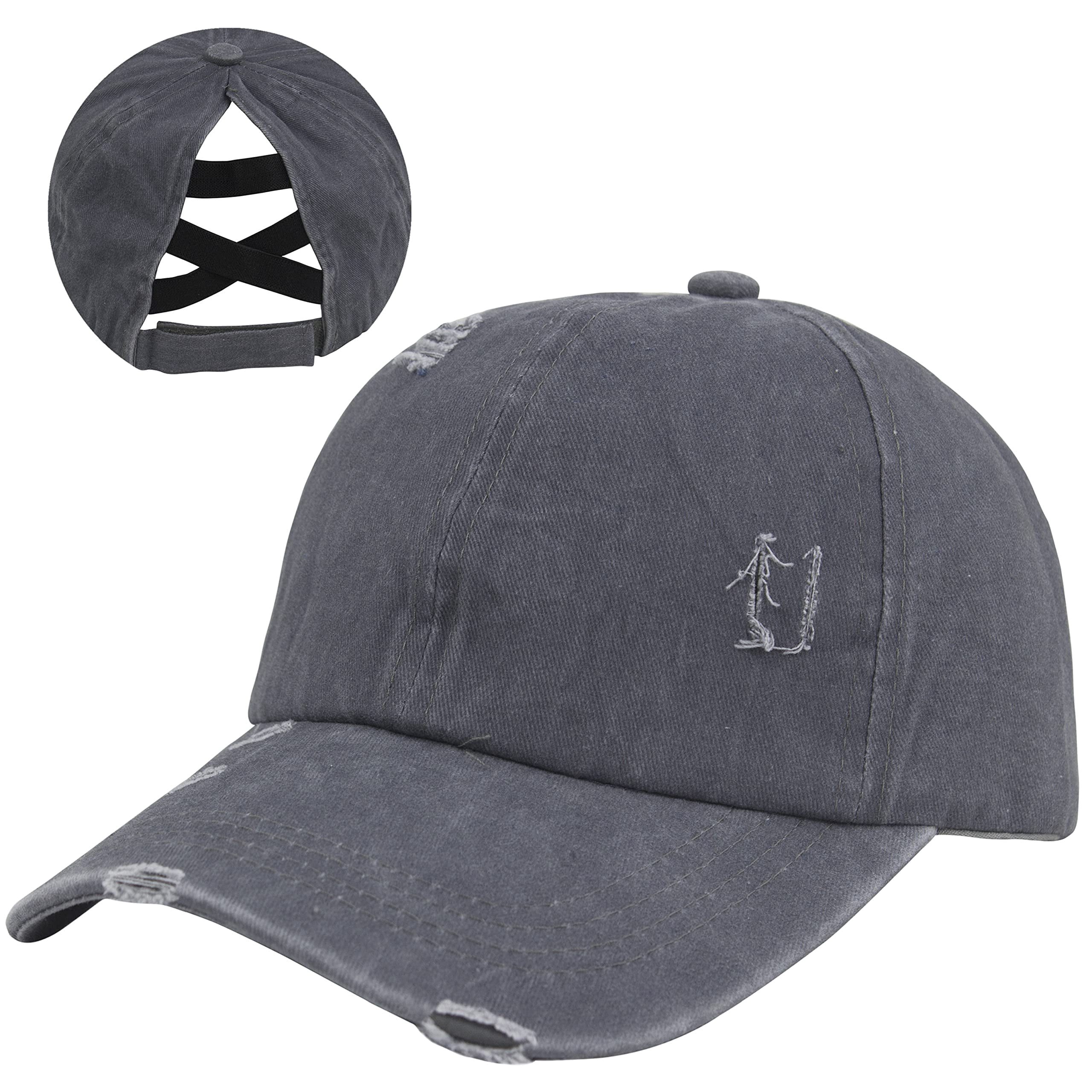 Womens Black Criss Cross Ponytail Adjustable High Messy Bun Classic Baseball Cap Women main image 4