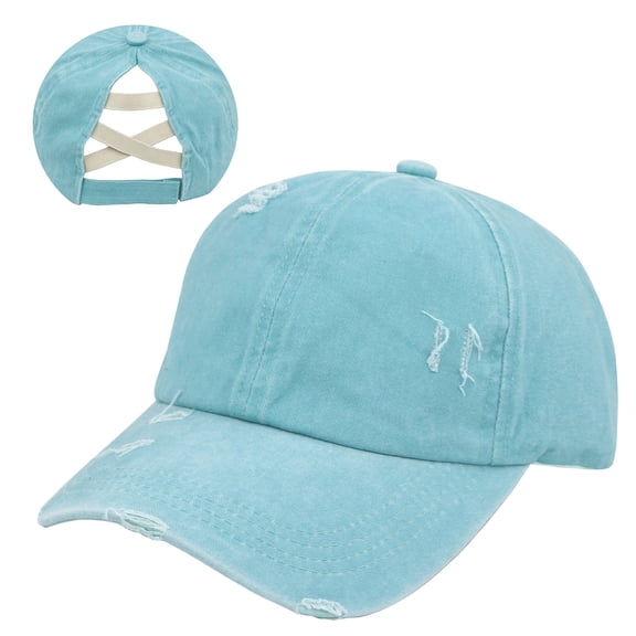 Womens Criss Cross Ponytail Baseball Cap Adjustable High Messy Bun Ponycap Quick Drying Hat, Black, One Size