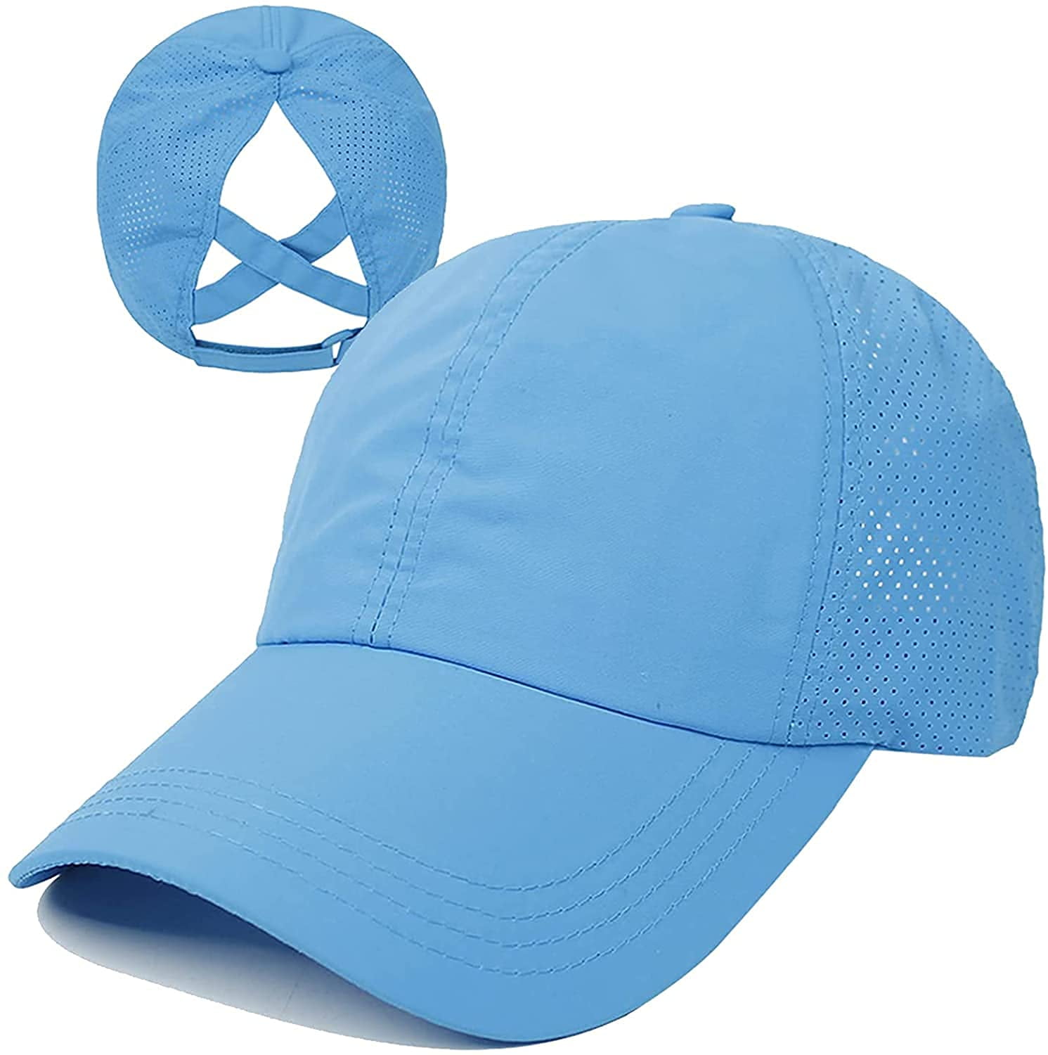 Womens Criss Cross Ponytail Baseball Cap Adjustable High  display picture 1