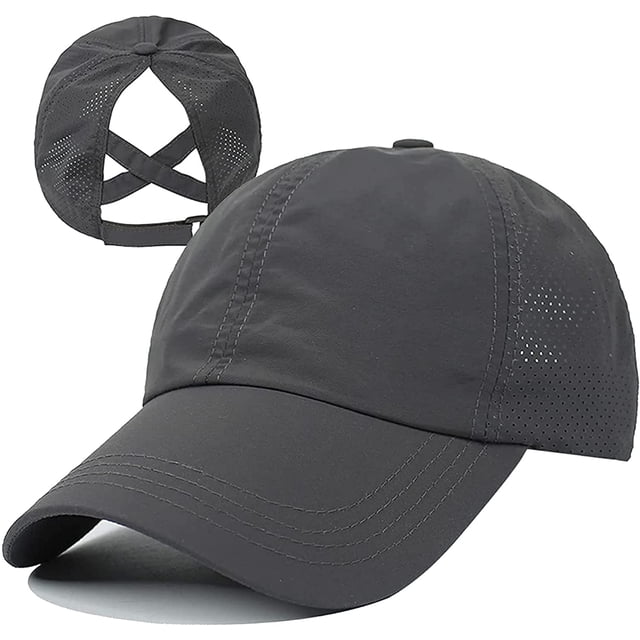 Women's Criss Cross Ponytail Baseball Cap - Adjustable High Bun Hat, Mesh Quick-Drying Cap