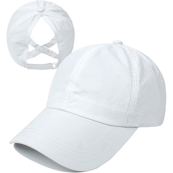 Womens Criss Cross Ponytail Baseball Cap Adjustable High Messy Bun Ponycap Quick Drying Hat