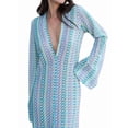 thumbnail image 1 of Womens Crochet Bell Long Sleeve V Neck Loose Maxi Dress Boho Eyelet Long Sundresses with Slit S, 1 of 9