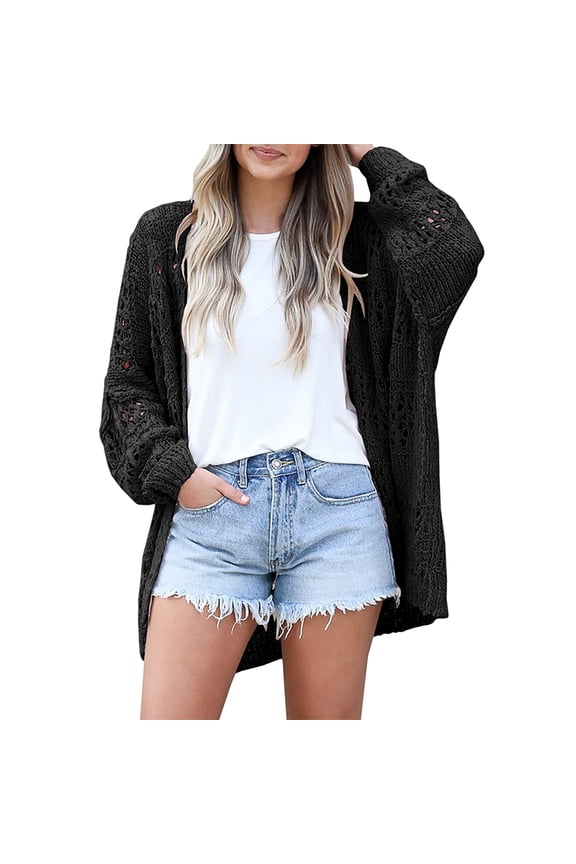Womens Crochet Cardigan Sweater Boho Style Oversized Open Front Outwear