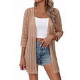 thumbnail image 1 of Womens Crochet Cardigan Sweaters for Summer Spring Fall, Lightweight Short Sleeve Oversized Open Front Kimono Boho Knit Beach Cover Up with Swimsuit, Bikini, Bathing suit, 1 of 10