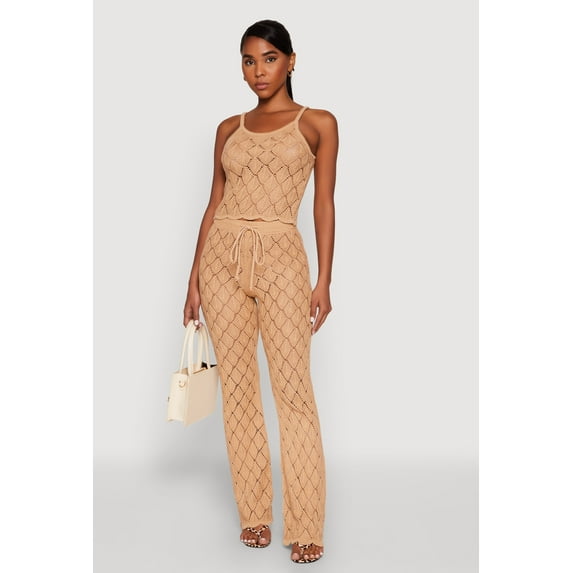 Womens Crochet Diamond Knit Pants