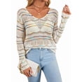 thumbnail image 1 of Womens Crochet Knit Sweater Hollow Out Striped Tops Beach Vacation Cruise Outfits White L, 1 of 6
