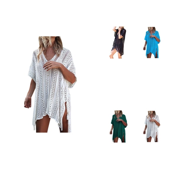 Womens Crochet Lace Knit Swimwear Cover Up Dress Summer Beach Bikini Cover Up 2023