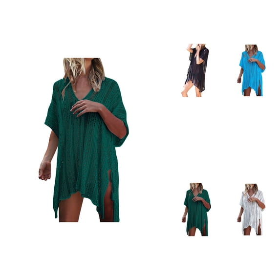 Womens Crochet Lace Knit Swimwear Cover Up Dress Summer Beach Bikini Cover Up 2023