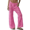 thumbnail image 1 of Womens Crochet Swimsuit Coverup Pants High Waisted Drawstring Sexy Sheer Mesh Knit Wide Leg Beach Pants, 1 of 5
