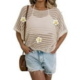 thumbnail image 1 of Mawalde Womens Crochet Tops Flower Hollow Out Cover Up Short Sleeve Knit Pullover Sweater Summer Beach Cover Up  One Size, 1 of 6