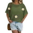 thumbnail image 1 of Womens Crochet Tops Flower Hollow Out Cover Up Short Sleeve Knit Pullover Sweater Summer  Green One Size, 1 of 6
