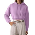 thumbnail image 1 of Womens Crop Hoodies Pullover Casual With Pockets Drawstring Spring Summer Fall Fall Clothes Tops Hooded Sweatshirts Purple S, 1 of 5