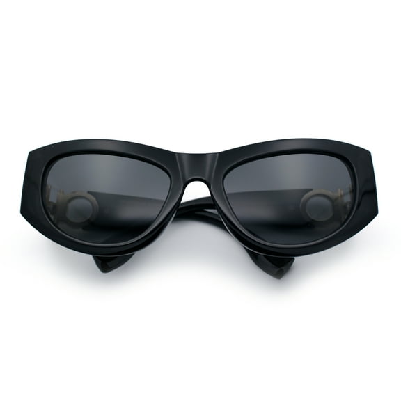 Womens Crop Mod Cat Eye Luxury Fashion Plastic Sunglasses All Black