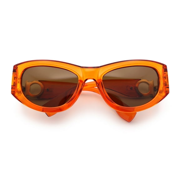 Womens Crop Mod Cat Eye Luxury Fashion Plastic Sunglasses Orange - Brown