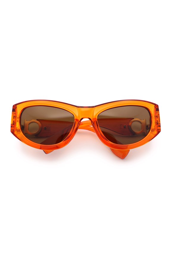 Womens Crop Mod Cat Eye Luxury Fashion Plastic Sunglasses Orange - Brown