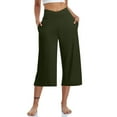 thumbnail image 1 of Womens Crop Pants Cropped Pant Leg Cut Women's Plus Size Polyester Ladies Cotton Capris Pants Capris Pants Style C-142 Green-1 3XL, 1 of 1