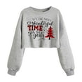thumbnail image 1 of Womens Crop Sweatshirt Funny Christmas Graphic Xmas Holiday Party Casual Long Sleeve Fall Clothes Tops Pullover Light Gray L, 1 of 4