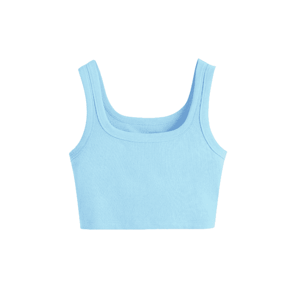 Womens Crop Tank Tops Rib-Knit Square Scoop Neck Workout Top Summer Yoga Gym Shirts
