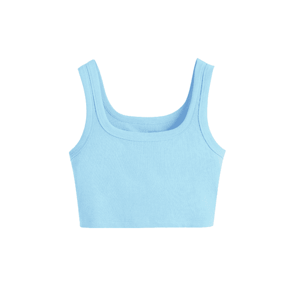 Womens Crop Tank Tops Rib-Knit Square Scoop Neck Workout Top Summer Yoga Gym Shirts